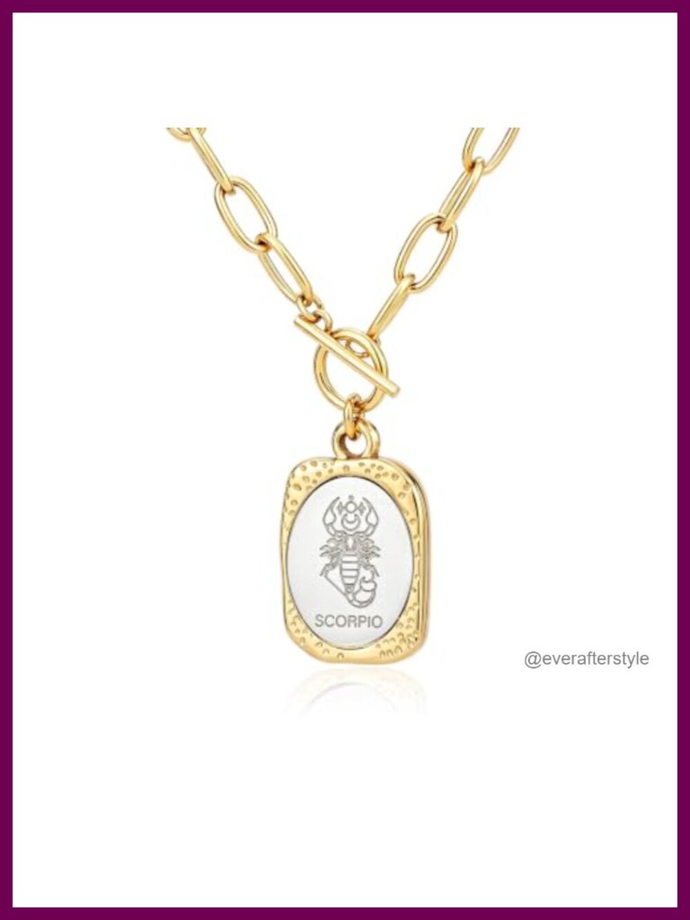 18k Gold Plated Zodiac Paperclip Toggle Necklace Scorpio Pendant Gift